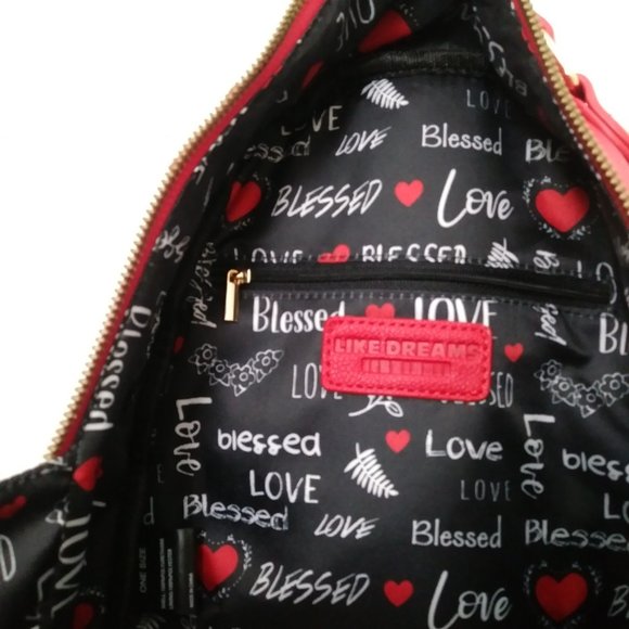 LIKE DREAMS Women's Vegan Leather Red Backpack - Picture 9 of 14